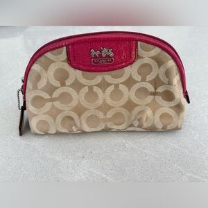Coach Beige and Pink Cosmetic Bag